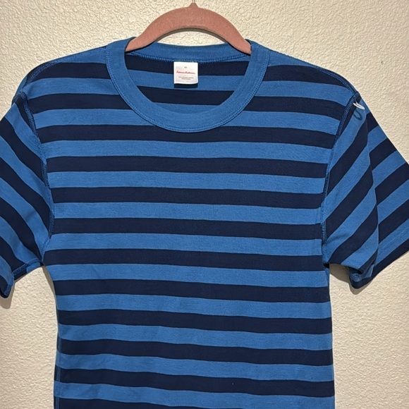 Hanna Andersson Womens Shirt Blue Stripe Short Sleeve Organic Cotton Top - Picture 2 of 4